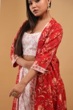 Crimson Bloom 3-Piece Co-Ord Set with Printed Jacket - Image 5
