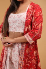 Crimson Bloom 3-Piece Co-Ord Set with Printed Jacket - Image 6